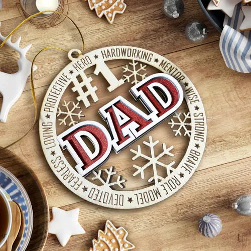 Miniatura 5 de #1 Adorno de Navidad de madera para papá - Best Dad Ever 2024, decoración de árbol del día del padre, adorno de héroe