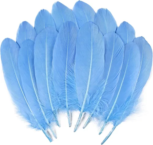 Miniatura 30 de THARAHT 120 plumas de ganso azul aguamarina naturales a granel de 6-8 pulgadas 5.9-7.9 in para manualidades, bricolaje, cosplay, boda, fiesta