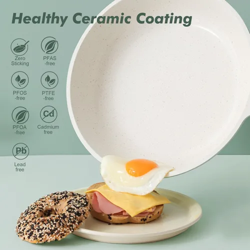 Miniatura 2 de SENSARTE - Sartén antiadherente de cerámica de 12.5 pulgadas, sartén saludable no tóxica, compatible con inducción, sartén para tortilla con mango
