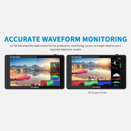 Miniatura 8 de FEELWORLD Monitor de campo de cámara de 6 pulgadas 1600Nit, Full HD1920x1080IPS 3D LUT forma de onda Vector Scope Monitor de video 4K HDMI