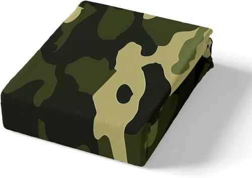 Miniatura 5 de Manfei Juego de sábanas de camuflaje verde tamaño individual, juego de sábanas de camuflaje militar, 3 piezas con sábana bajera de bolsillo profundo