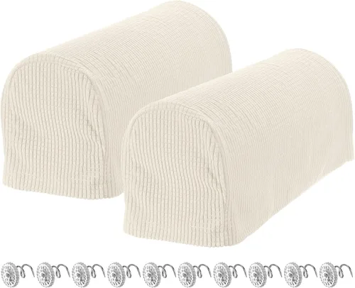 Miniatura 20 de uxcell Fundas elásticas para reposabrazos antideslizantes para sillas, sofás, fundas de brazo para sofá reclinable, 1 juego con pasadores giratorios