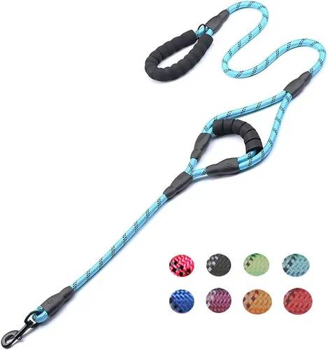 Miniatura 7 de Love Dream Correa para perro de 5 pies de largo con 2 cómodas asas acolchadas, hilos reflectantes con doble asa para control de seguridad, correa