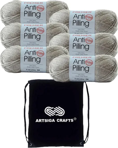 Premier Yarns Anti-Pilling Everyday DK Cloudy Day 1107-29 (6 madejas, el mismo lote de tinte) DK Light Worsted #3 Hilo acrílico antibolitas para