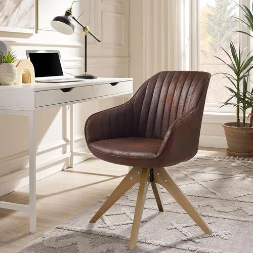 Miniatura 21 de Zouron Silla giratoria moderna de mediados de siglo con patas de metal dorado, silla de escritorio tapizada sin ruedas, silla de oficina lateral Oro