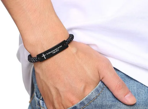 Miniatura 2 de MEALGUET - Pulsera unisex con versículos de la Biblia y las Escrituras, para fe cristiana, cordón ajustable, de acero inoxidable, para motivar a