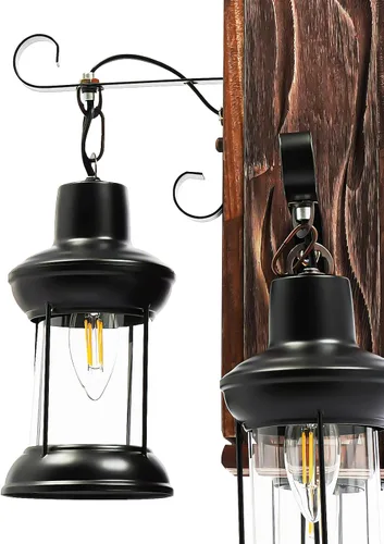 Miniatura 7 de DouSeiAi Lámpara colgante de madera industrial vintage de 4 luces, lámpara de araña retro con base E26, accesorio de techo colgante para cafetería