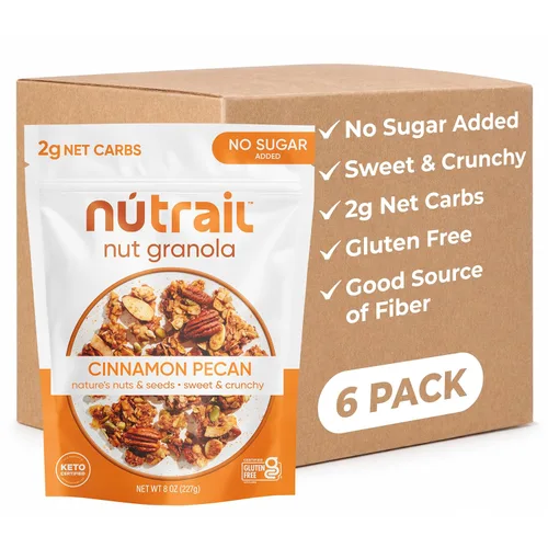 Miniatura 10 de NuTrail Cereal de granola de nuez, nuez y canela, sin azúcar añadido, sin gluten, sin granos, keto, bajo en carbohidratos, desayuno saludable, 8