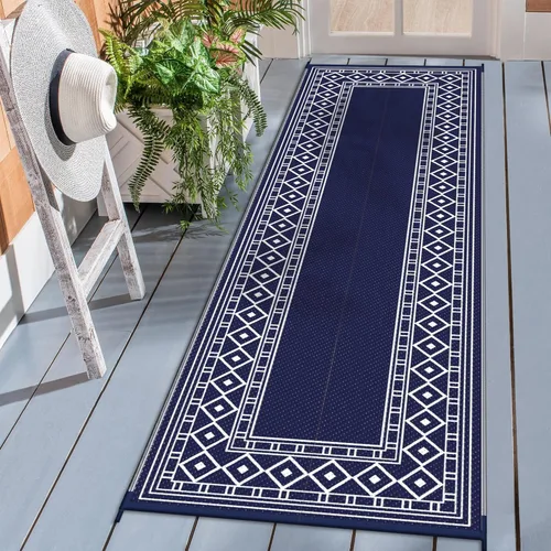 Miniatura 24 de GENIMO Alfombra de Exterior 5'x8' Impermeable para Patio, Alfombra de Paja de Plástico Reversible para Exteriores, Alfombras de Camping para Negro