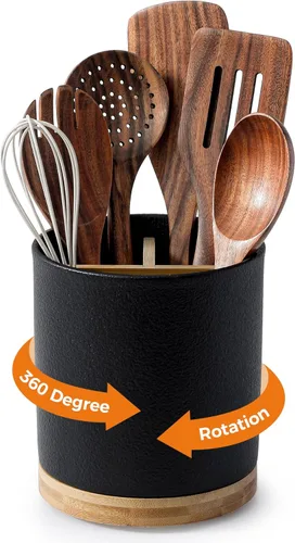 Miniatura 22 de LoeJan Soporte para Utensilios de 3 Compartimentos, Recipiente para Utensilios Extra Grande, Organizador de Utensilios de Cerámica Estable, Juego
