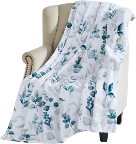 Miniatura 13 de Serafina Home Manta floral de vellón de terciopelo primaveral: jardín de rosas de flores rosas, azules, verdes en un diseño colorido suave
