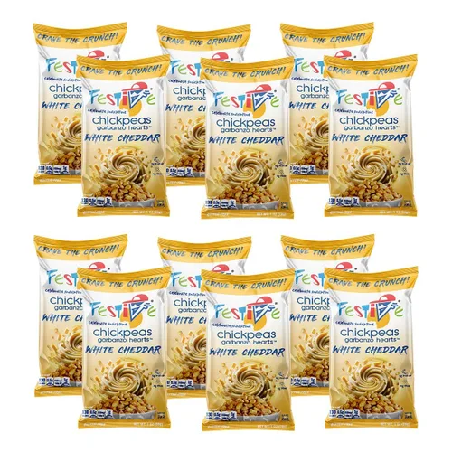 Miniatura 24 de Festive Celebrate Snacktime Pack de bocadillos gourmet de crema con garbanzos tostados, 8 bolsas de 1 oz de garbanzos crujientes con proteínas