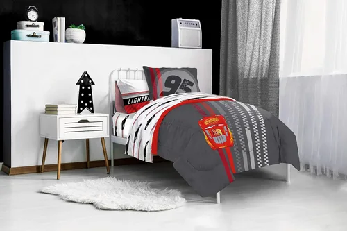 Miniatura 7 de Jay Franco Disney Pixar Cars - Juego de edredón individual de 5 piezas, edredón, sábanas y fundas de almohada con ropa de cama infantil Lightning