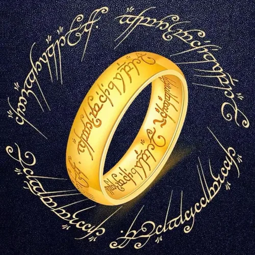 Miniatura 2 de Anillo grabado de oro de 0.276 in para hombres, mujeres y niños, anillo para gobernarlos a todos, anillo de lotería
