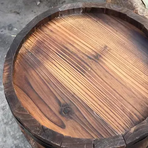Miniatura 5 de HM&DX Macetas redondas de madera con orificios de drenaje, macetas rústicas de madera con agujeros de drenaje, macetas de whisky para jardín
