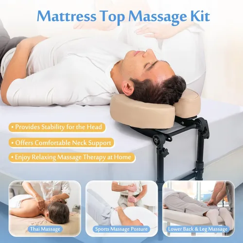 Miniatura 5 de AOSSA Reposacabezas de masaje para cama y soporte para colchón, kit de masaje para el hogar, cojín facial para masaje boca abajo, reposacabezas