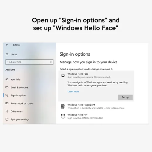 Miniatura 6 de TOALLIN Cámara web 1080P para Windows Hello Face Login, reconocimiento facial IR, cámara web compatible con Windows Hello con micrófono, cámara