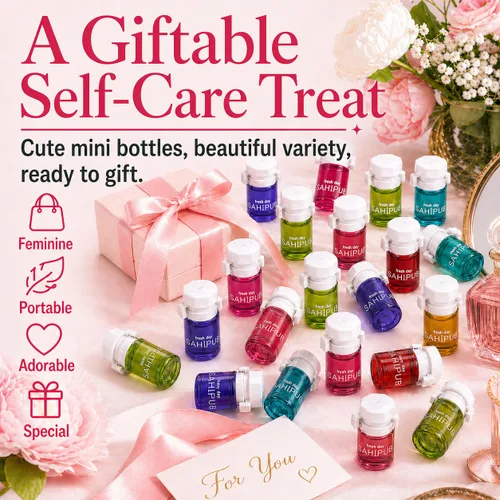 Miniatura 9 de Aceite de perfume para el cabello para mujeres, 40 botellas portátiles de aceite para el cabello con 10 aromas, juego de regalo de fragancia