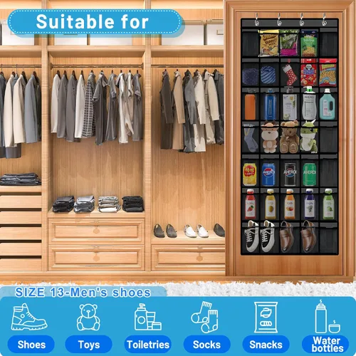Miniatura 7 de Aheroi Organizador grande con 35 bolsillos para colgar sobre la puerta, organizador de zapatos colgante con bolsillos de malla transpirable