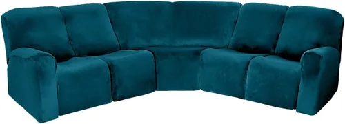 Miniatura 22 de Jonuiony Fundas para sofá reclinable de 5 plazas, funda para sofá reclinable en forma de U, fundas elásticas de terciopelo para sofá modular para 5