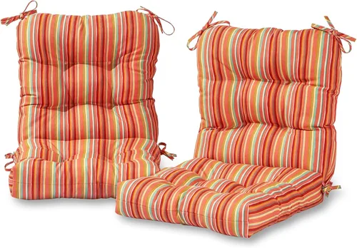Miniatura 33 de Cojines para silla de exterior con bisagras, diseño de una sola pieza, cojín reversible para asiento y respaldo de patio con lazos, tela