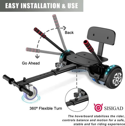 Miniatura 5 de SISIGAD Hoverboard para niños, 6.5 pulgadas modelo clásico Hoverboard (sin Bluetooth)