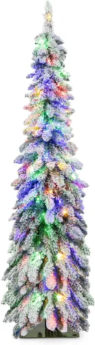 Miniatura 14 de Goplus Árbol de Navidad negro sin luz de 7.5 pies, árbol de Halloween artificial con 1258 puntas de rama, soporte de metal, árbol completo