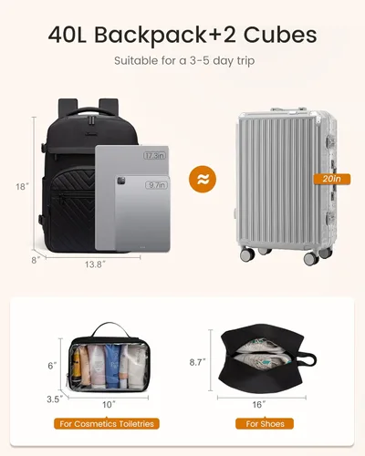 Miniatura 4 de LOVEVOOK Mochila de viaje para mujeres y hombres, bolsa de viaje para artículos personales de la TSA para laptop de 17.3 pulgadas aprobada por