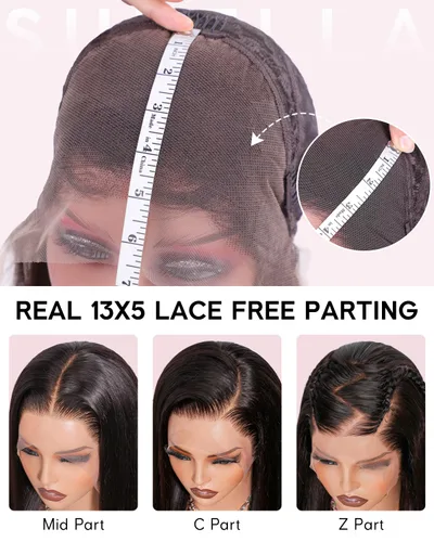 Miniatura 7 de Subella 12A Pelucas de encaje frontal HD de cabello humano con línea capilar prearrancada con cabello recién nacido, densidad de 180, 13x5, cabello
