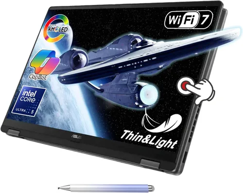 ASUS Vivobook 14 Flip 2 en 1 portátil, pantalla táctil FHD OLED de 14 pulgadas, Intel Core Ultra 5 226V (hasta 40 superiores), gráficos Intel Arc,