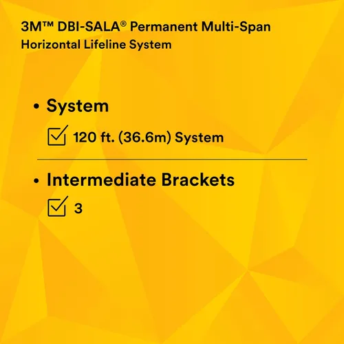 Miniatura 13 de 3M DBI-SALA Sayfline 7603120 Cable galvanizado multitramo de 120 pies con 3 soportes intermedios, tensor, hardware de montaje y absorbedores