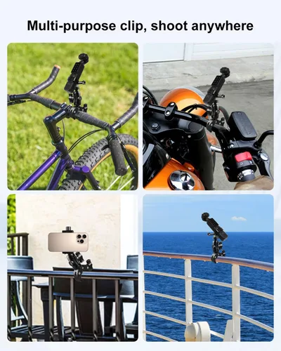 Miniatura 7 de Kit de soportes para manillar de abrazadera de cámara de bicicleta, cubierta protectora de cámara para parasol de lente compatible con DJI Osmo