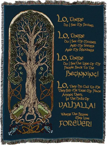Miniatura 11 de Pure Country Weavers Manta de oración vikinga, árbol de la vida, tapiz de regalo nórdico tejido de algodón, fabricada en los Estados Unidos