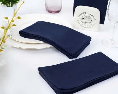 Miniatura 6 de Blue Needles - Juego de 12 servilletas de tela sólidas azul marino 100% algodón, servilletas de cena de 45 x 45 centímetros - Suave, reutilizable