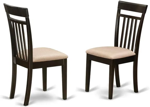 East West Furniture CAC-CAP-C - Sillas de comedor Capri, sillas tapizadas de madera maciza de tela de lino, juego de 2, capuchino