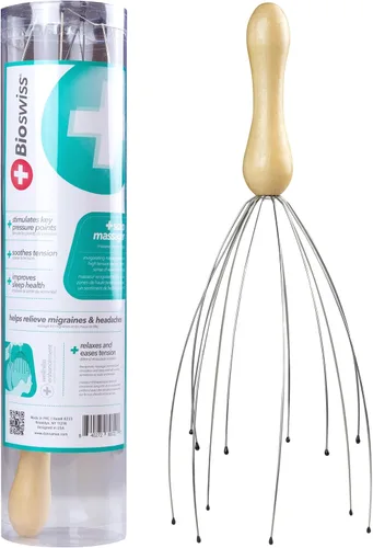 Miniatura 11 de BioSwiss Rodillo de masaje de garra, masajeador muscular de mano con 5 cabezales giratorios para espalda, piernas y hombros