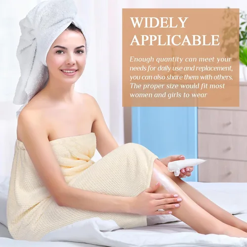 Miniatura 5 de 4 toallas envolventes para mujer, bata de spa con cierre ajustable, parte superior elástica, envoltura ligera para baño y ducha