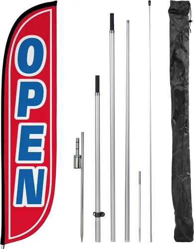 Miniatura 13 de LookOurWay Kit de asta de bandera de plumas, pancarta publicitaria de 7 pies de alto con juego de poste de fibra de vidrio y pico de tierra
