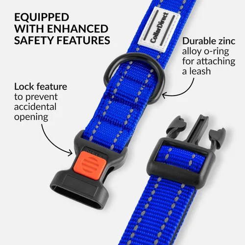 Miniatura 3 de CollarDirect Collar reflectante para perro o cachorro pequeño, mediano y grande con hebilla de liberación rápida, para niños y niñas, nailon Azul