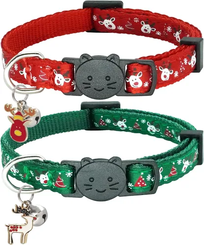Miniatura 7 de Collar de Gato de Halloween, Juego de 2 Collares Separables para Gato con Campanas, Adorno de Fantasma de Calabaza y Murciélagos Halloween