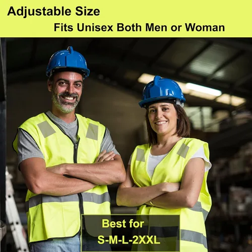 Miniatura 3 de Chalecos de seguridad, paquete de 10 – Chaleco de trabajo reflectante amarillo de alta visibilidad, construcción ANSI Clase 2 para hombres, mujeres