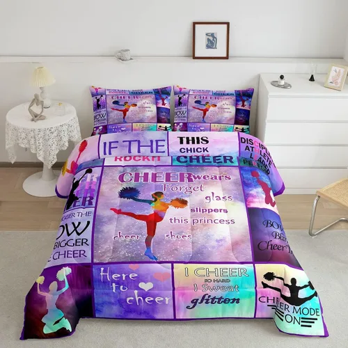 Miniatura 52 de Manfei - Juego de edredón para amantes de la gimnasia y la danza, tamaño individual, juego de ropa de cama romántica con diseño de cielo estrellado