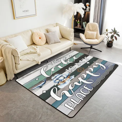 Miniatura 15 de Lake House - Alfombra rústica de 3 x 5 pies para niños, para sala de estar, para niños y niñas, decoración de reglas del lago, alfombra decorativa
