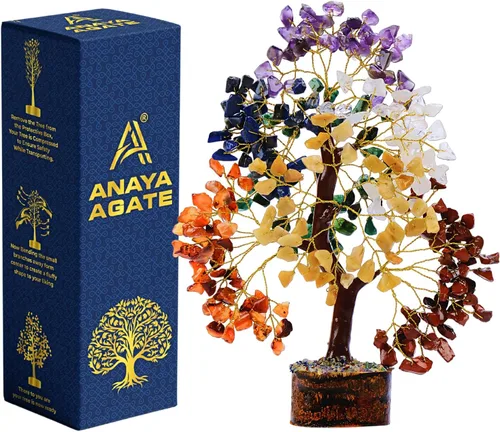 Miniatura 22 de Árbol de la vida de 7 chakras de cristal ANAYA AGATE – Árboles Bonsái de piedras preciosas curativas hechas a mano para decoración del hogar