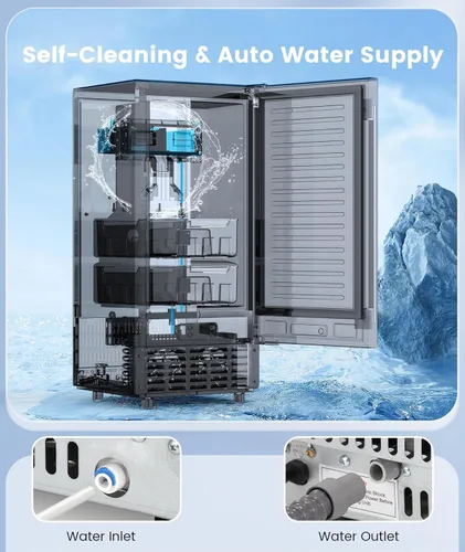 Miniatura 5 de Máquina de hielo de pepitas para debajo del mostrador, máquina de hielo comercial de pepitas, 66 libras/día, integrada o independiente