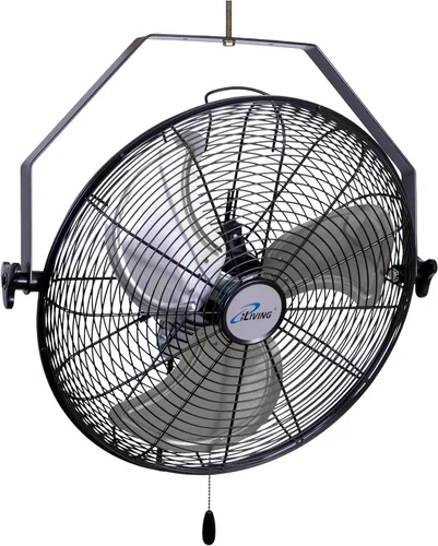 Miniatura 10 de iLiving Ventilador oscilante de montaje en pared con inclinación ajustable, 18 pulgadas, 3 velocidades, rejilla y hoja de metal, oscilación de 90
