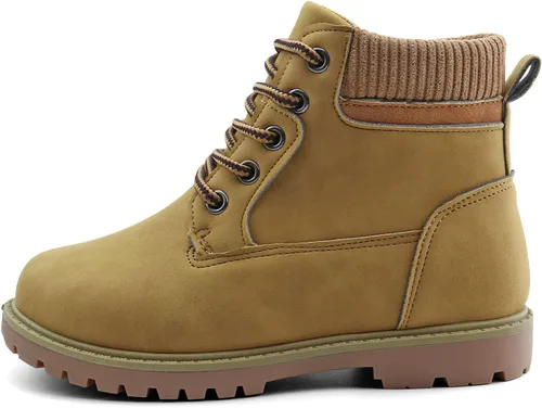 Miniatura 3 de JABASIC Botas de tobillo para niños y niñas, con cordones, cómodas botas de trabajo al aire libre