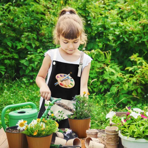 Miniatura 6 de Delantal para niños, paquete de 2 delantales de pintura para niños y niñas, delantales para niños, pintura, cocina, horneado, arte y manualidades
