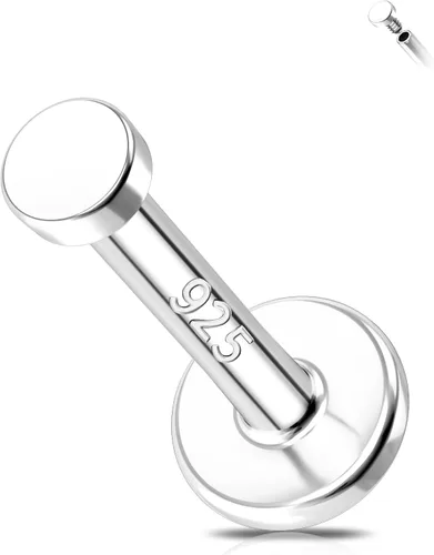 Miniatura 9 de Melighting Aretes de hélice de plata esterlina 925 para cartílago, roscados internamente, tragus, aretes de espalda plana, 6/0.315 in, piercing