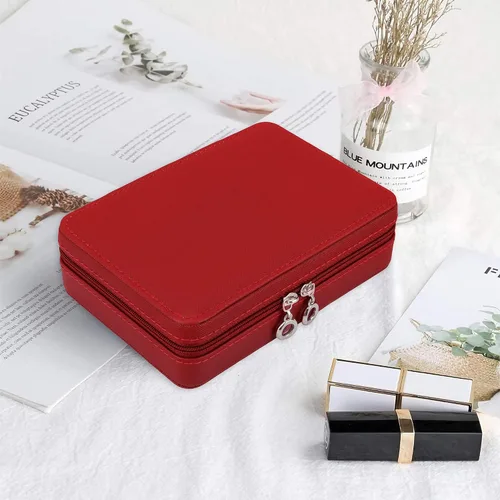 Miniatura 6 de DesignSter Joyero pequeño Estuche de joyería de viaje de piel sintética, organizador de joyas para collar, aretes, anillos, regalos para niñas